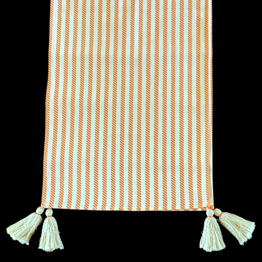 Cream and Orange Striped Table Runner for Home Decor. NWT